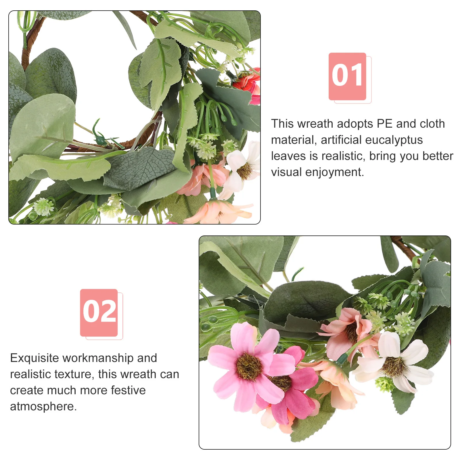 

Artificial Eucalyptus Wreath Fall Door Hanging Decoration Pe Cloth Material Autumn Garland Home Window Centerpiece