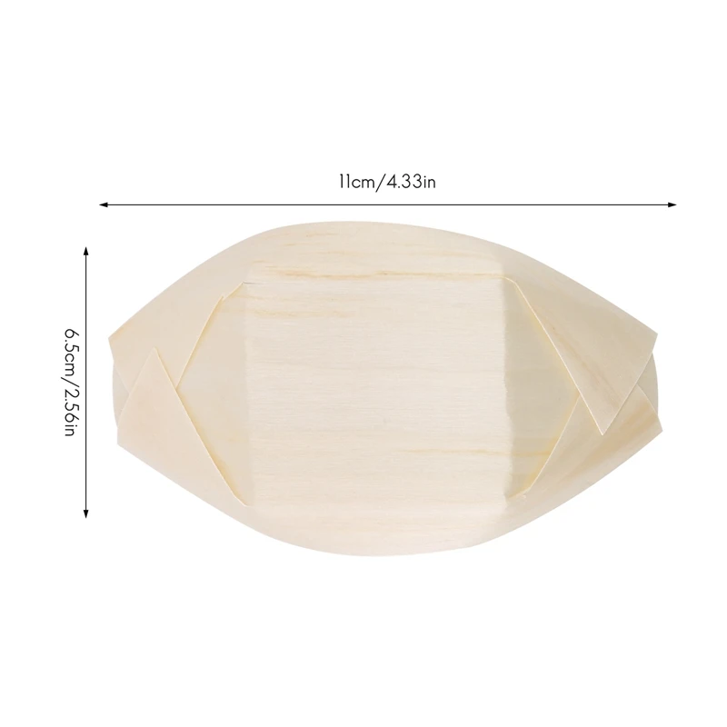 ชามอาหาร150X นิ้ว "เรือ" ไม้ย่อยสลายได้11ซม. x 6.5ซม