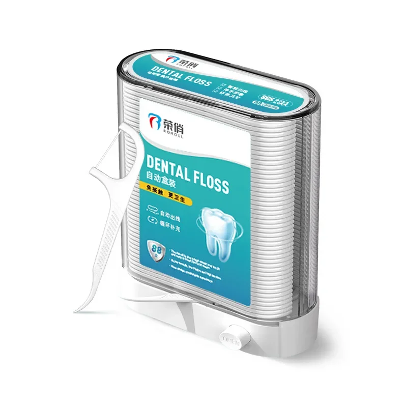 Floss Pickup Distributor with 88pcs Floss Pop-Up Automatic Holder Portable Storage Box Toothpick Oral Care