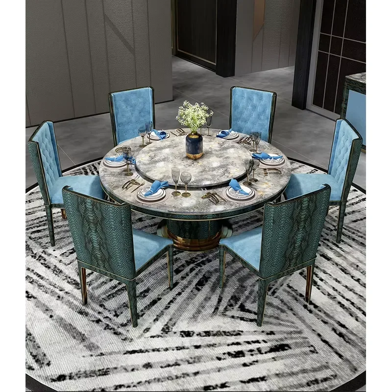 #Marble Top 6-Seater Dining Table Set Modern Design Stable Durable Multi-Functional Hotel Apartment Villa Use Turnkey
