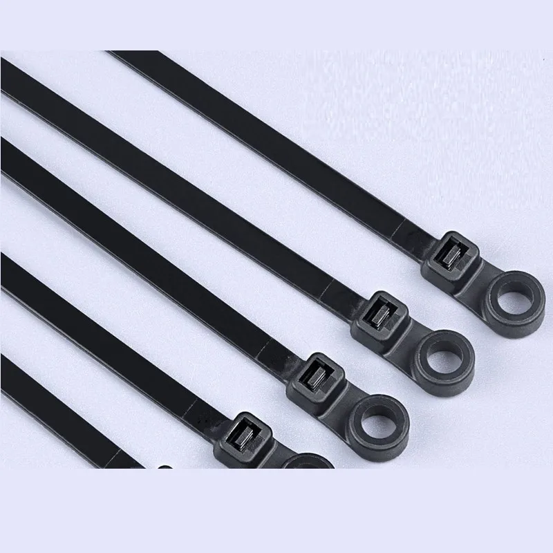 100pcs Nylon Cable Ties with Screw Hole Self-Locking Cord Straps Fastening Loop Office Organizer Fixed Cable TiesNew Screw Hole