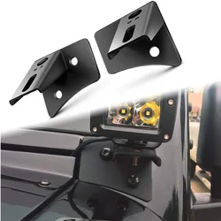 2PCS A-Pillar Windshield Hinge Mounting Brackets for Offroad LED Fog Light Halogen Work Light for 2007-2017 Jeep Wrangler JK