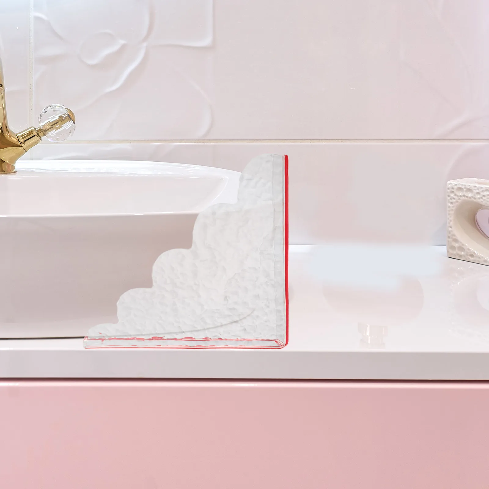 

1Pair Transparent Acrylic Splash Guard Decorative Pattern Bathtub Sink Splashproof Shower Water Guard Water Splash Blocker