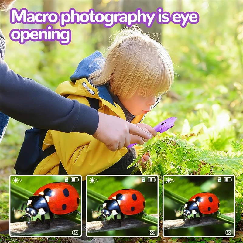 1pc500x microscópio digital portátil para crianças com 8 luzes led ferramenta científica portátil para aprendizagem de exploração biológica ao ar livre