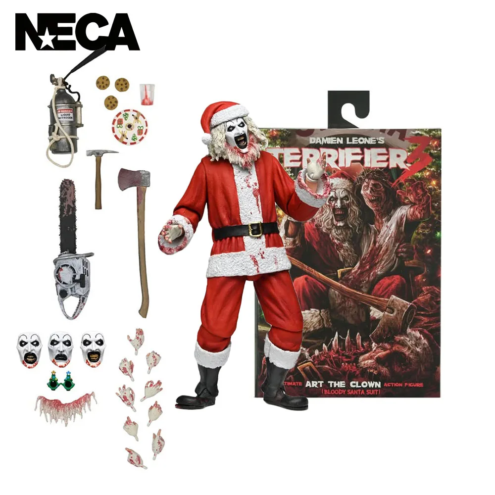 NECA Toys Terrifier 3 - Traje de Papá Noel Sangriento Definitivo, Art the Clown, Figura de Acción a Escala de 7 Pulgadas, Modelo Articulado, Colección de Juguetes, Regalo