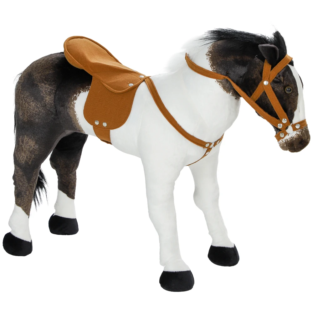 Ride on Horse for Toddlers 3-8 Years Old, Riding Horse with Neighing Sound, Stuffed Animal Horse Toy for Kids with Padding