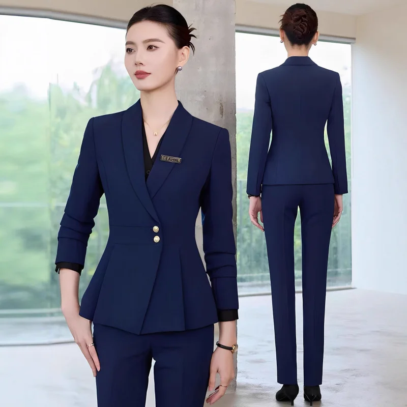 Blazer jacket for autumn and winter, elegant formal attire for women, Korean-style professional suit, women's suit, jewelry stor