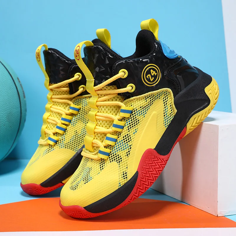 Brand High Quality New Children Basketball Shoes Lightweight Anti-slippery Unisex Girls Sport Shoes Outdoor Boy Trainer Basket