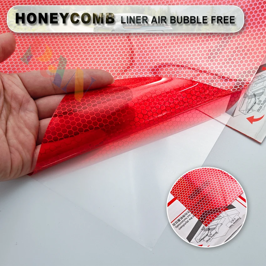 30x150cm Red Laser Honeycomb Headlight Blackout Film Anti-scratch Color Changing Stickers for Vehicle Styling Modification view 2