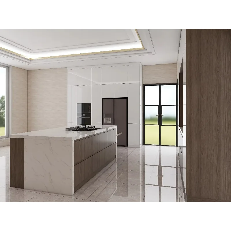 모던 하이글로스 주방 캐비닛 화이트 아일랜드 원목 방수 넉넉한 수납공간 가정 아파트 싱크대