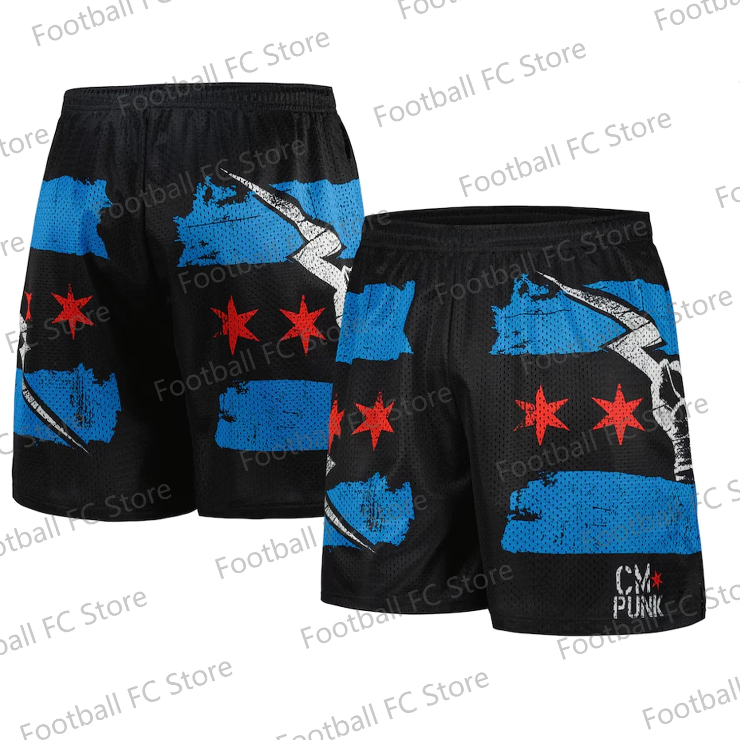 2024 CM Punk Chalk Line Allover Shorts Wrestling match Casual Layer Quick Drying Beach Pants  Surfing Loose Summer