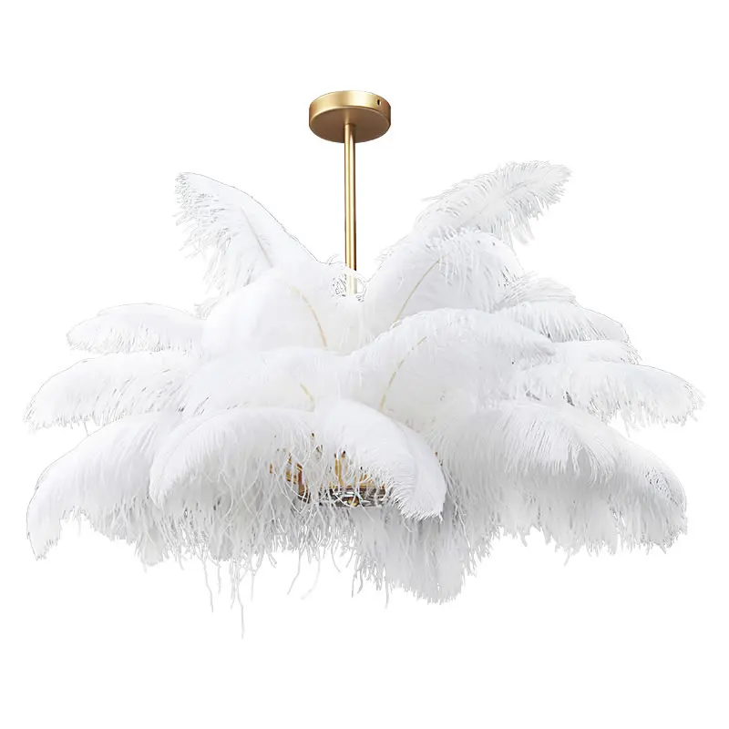 

Ostrich Feather Chandelier lighting lustres Romantic Modern Chandelier For Bedroom Living Room Suspension Luminaire Pendant Lamp