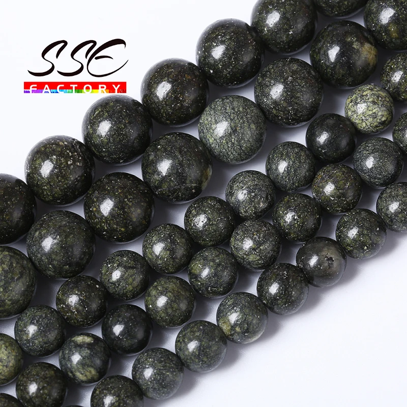 Natural Stone Green Seraphinite Jaspers Beads For Jewelry Making Round Loose Beads DIY Bracelet Necklace Charm 4 6 8 10 12mm 15