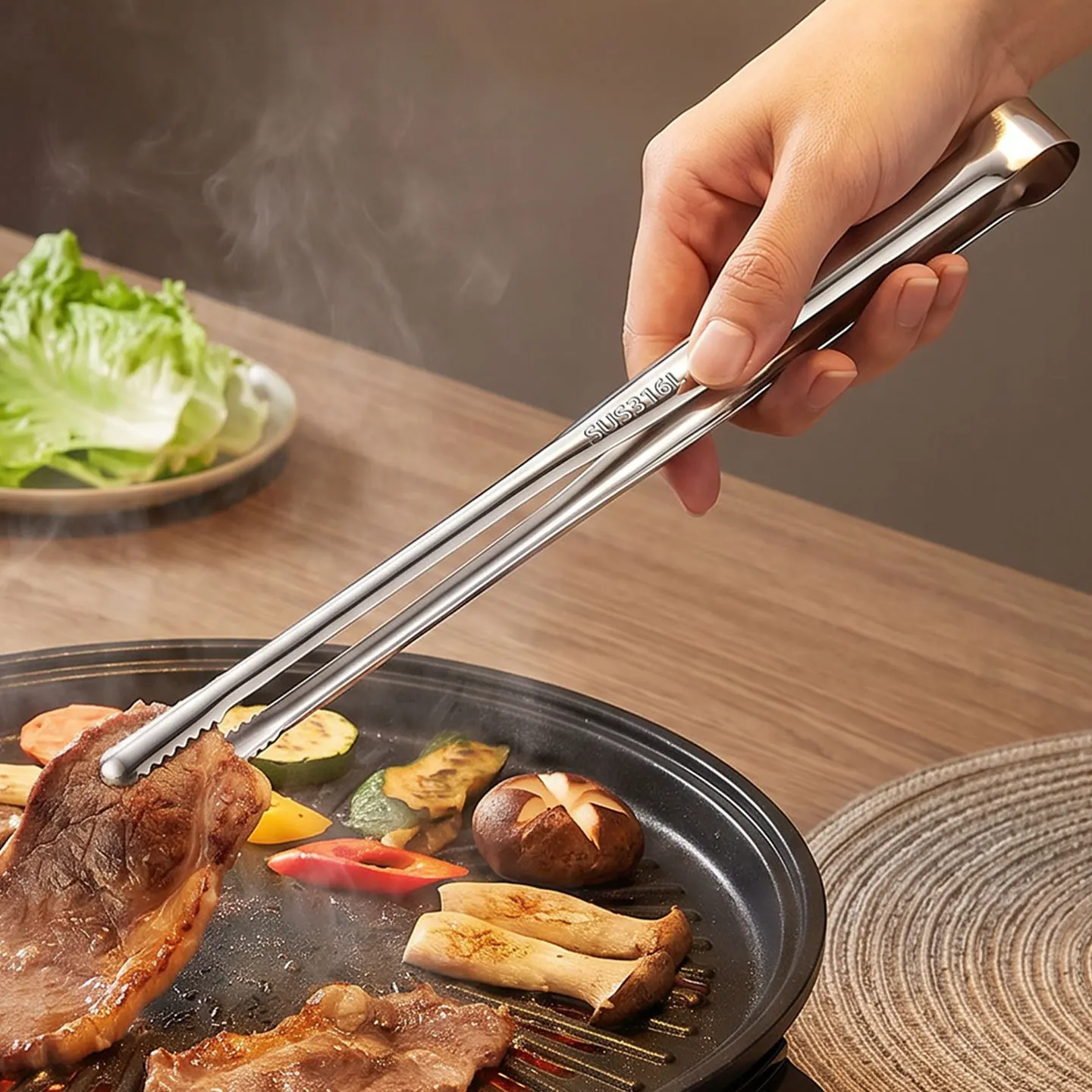 Grill Tongs Meat Culinary Nippers Camping Dishes Stainless For Food Kitchen Clip Utensils Skewer Barbecue Accesories