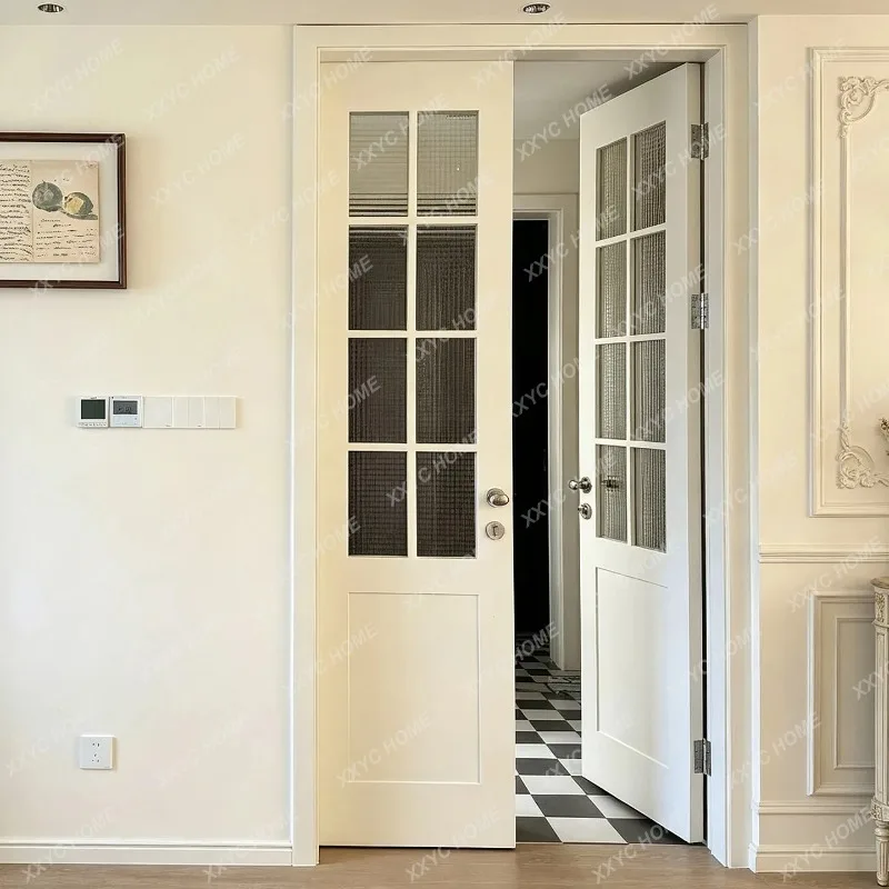 XX white arched glass door solid wood composite paint bedroom door