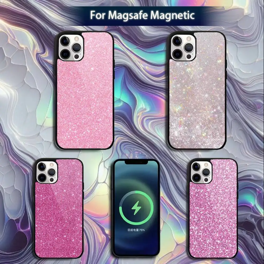 

Dazzling Pink Glitter Phone Case For iPhone 16e,16,15,14,13,12,11,Plus,Pro,Max,Mini Magsafe Magnetic Wireless Charging