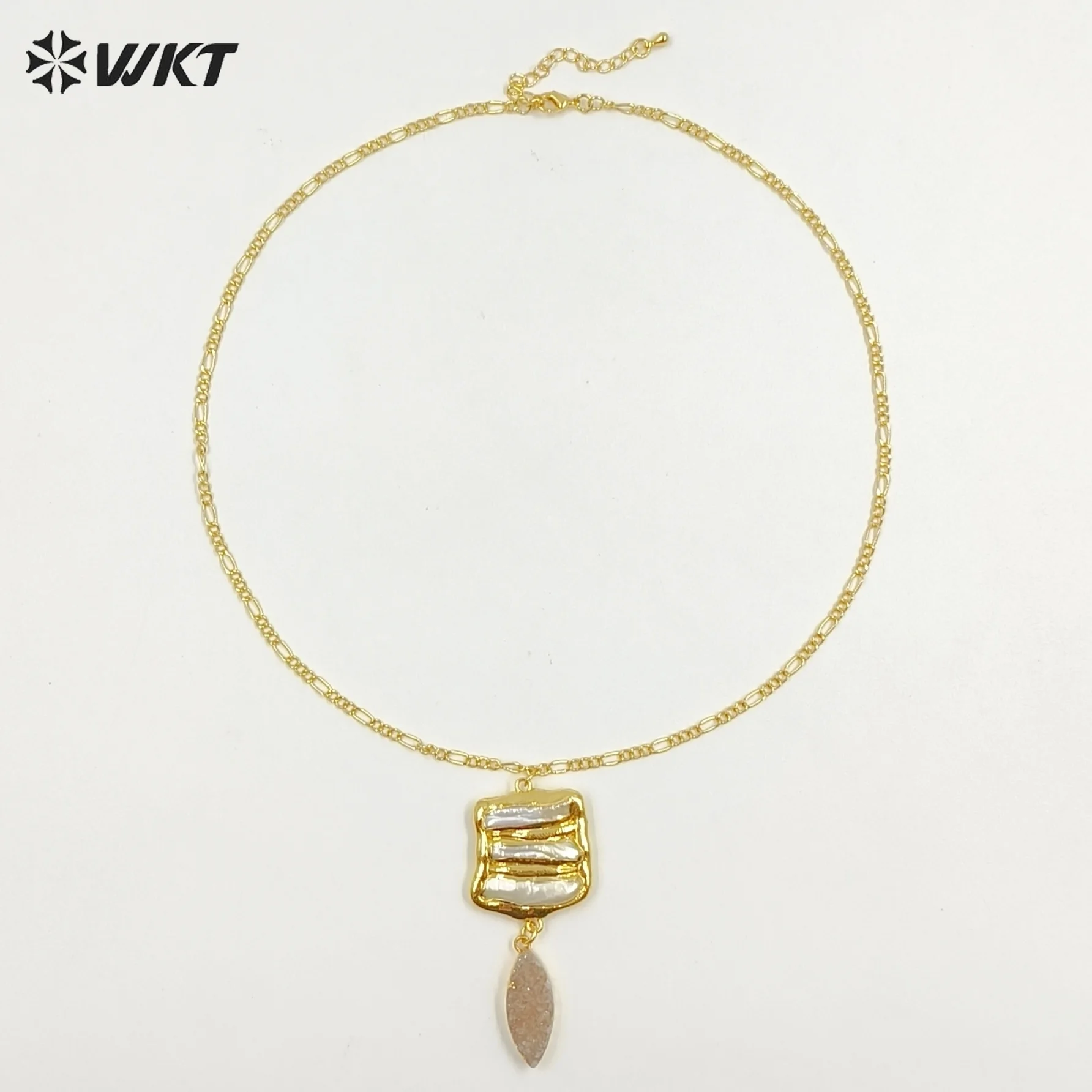 WT-JN397 Hot Special Popular Natural Pearl 18+2inch Necklace With 18kReal Gold Plated For Women Precious Gifts