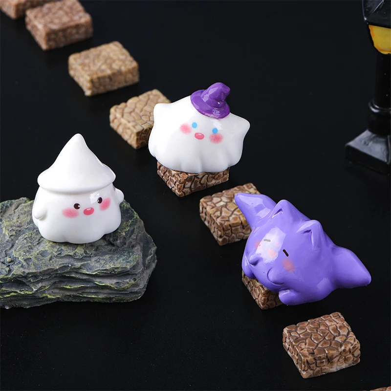 Cute Halloween Micro Landscape Miniature Figurines Resin Craft Mini Fairy Garden Ornaments Pumpkin Ghost Vampire Home Decoration