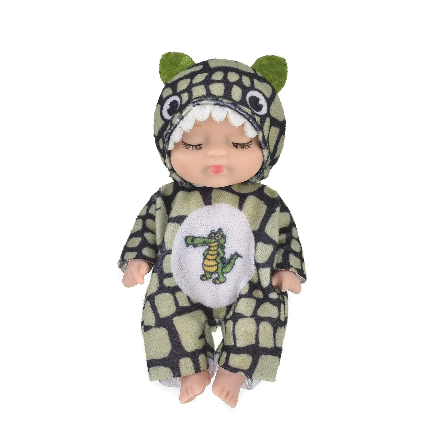 6Pcs Set Sleeping Mini Baby Dolls Reborn Lifelike Cute Adorable Dolls With Butterfly Crocodile Sunflower Outfits Playset Giftbox