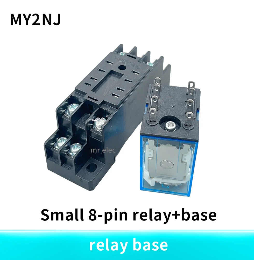 1set Power Relay Coil General Purpose Relay MY2 DPDT MY2NJ Relais DC 12v/24v AC 110v/220v Relay Switch With Socket Base