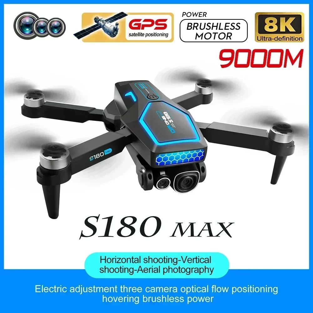 Flusso ottico S180 360 °   Drone GPS 5G WiFi 8K doppia telecamera ESC ad alta definizione per evitare ostacoli motore brushless RC pieghevole