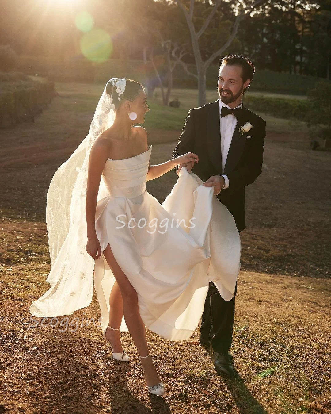 Robe de mariée blanche à longueur de sol pour événements, robe de mariée à la plage, robe éducative