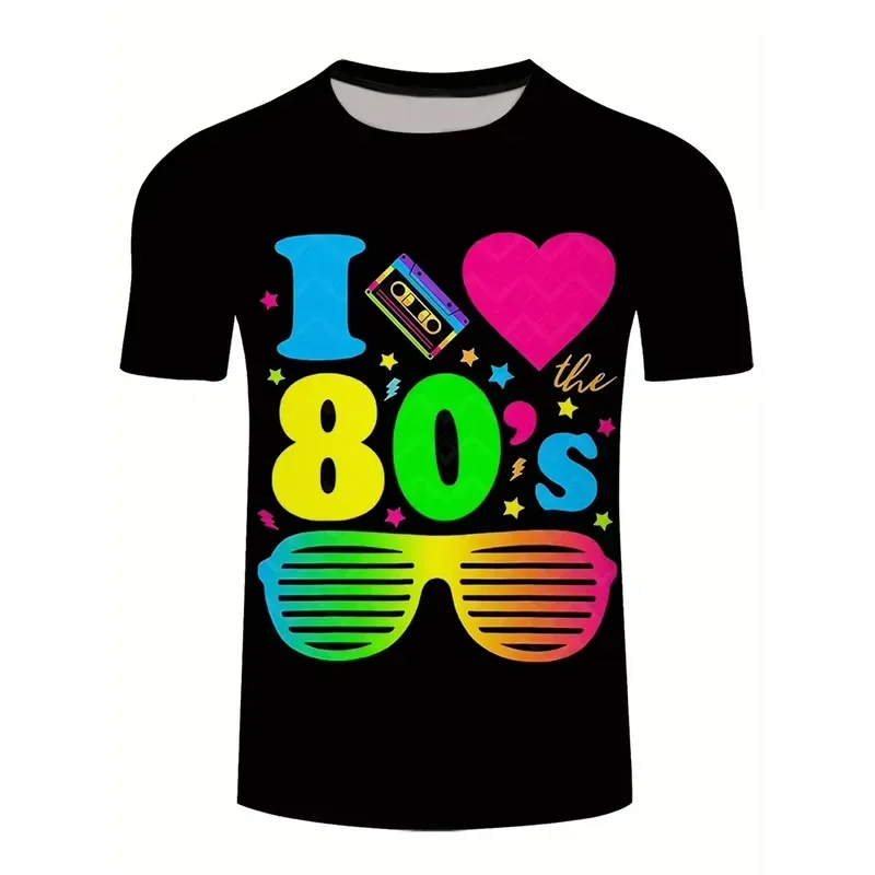 

2026 Vintage-inspired 1980s patterned short-sleeve casual T-shirt for men featuring vibrant 3D printed graphics ideal for