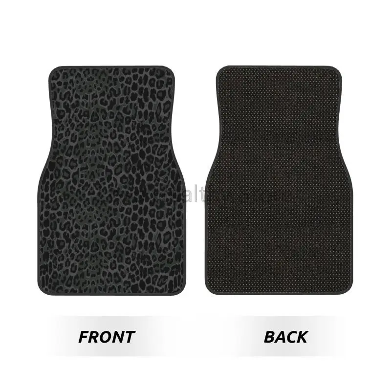Black Leopard Car Floor Mats of 4 Pieces Front Rear Foot Mats with Rubber Backing Non Slip Auto Accessories Decor All Weather