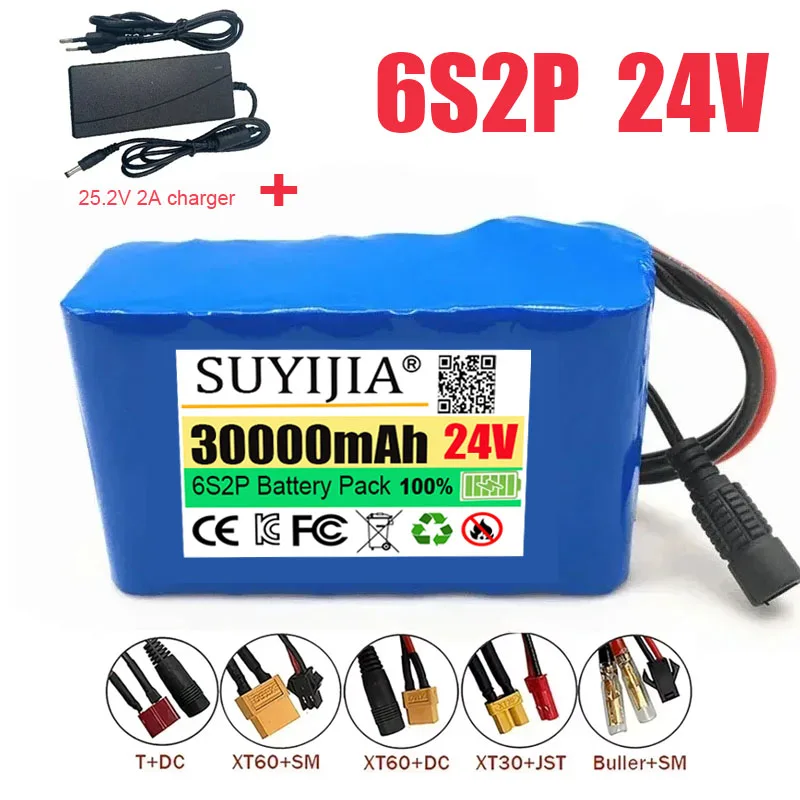 

24V 6s2p Lithium Battery Pack 30000mAh 18650 Rechargeable Battery/mobile Lithium-ion Battery Pack with 25.2V 2A Charger