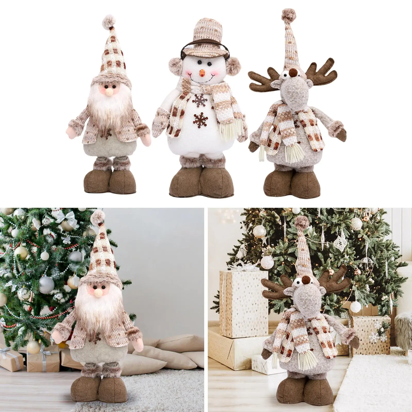 Christmas Figurine Sculpture Comfortable Portable Handcraft Telescopic Leg Doll for Party Countertop Tabletop New Year Window