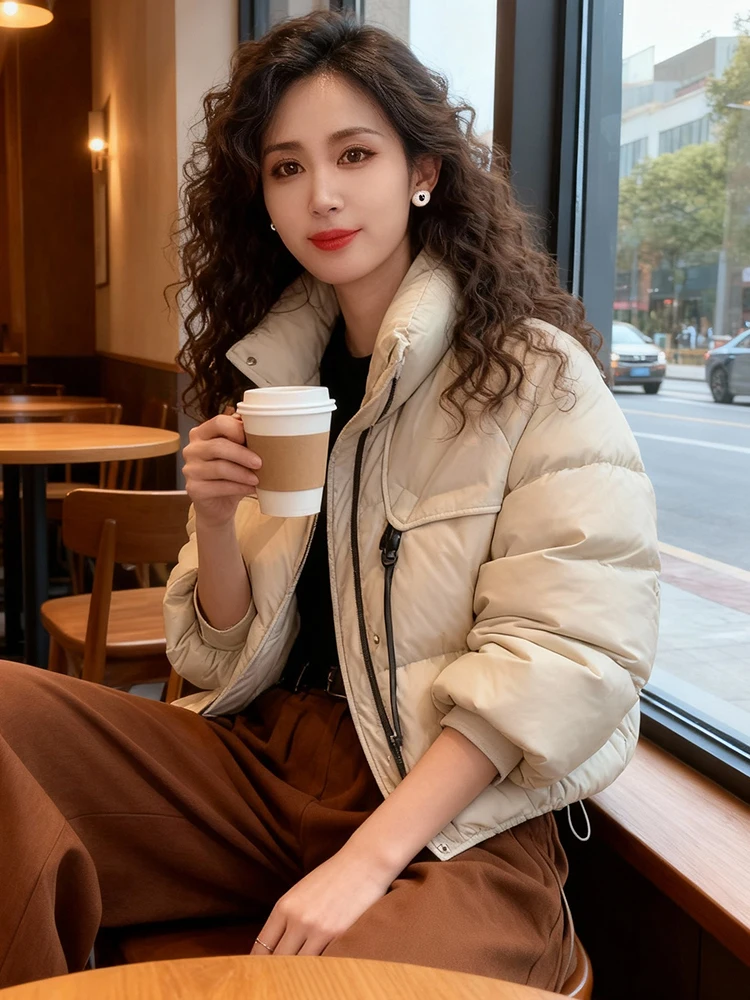 Hiver Thiened Fce doublé femmes vers le bas Jaet ort Sle trajet Version coréenne manteau chaud fermeture à glissière couleur