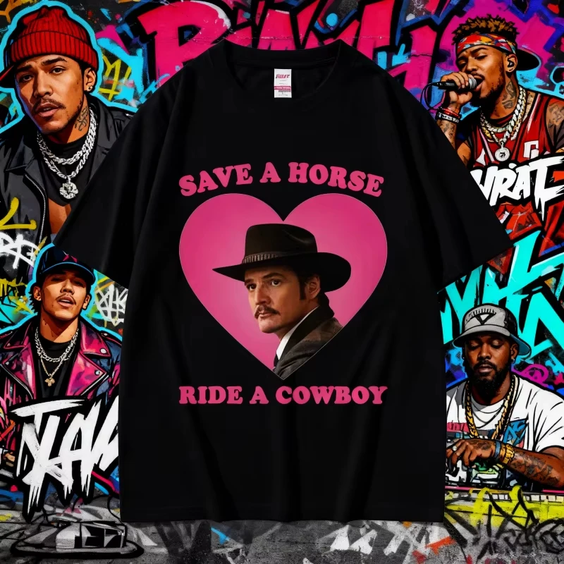 2026 Summe Pedro Pascal Save The Horse Ride A Cowboy Graphic T Shirts Men's Women High Quality 100% Pure Cotton Printed T-shirt