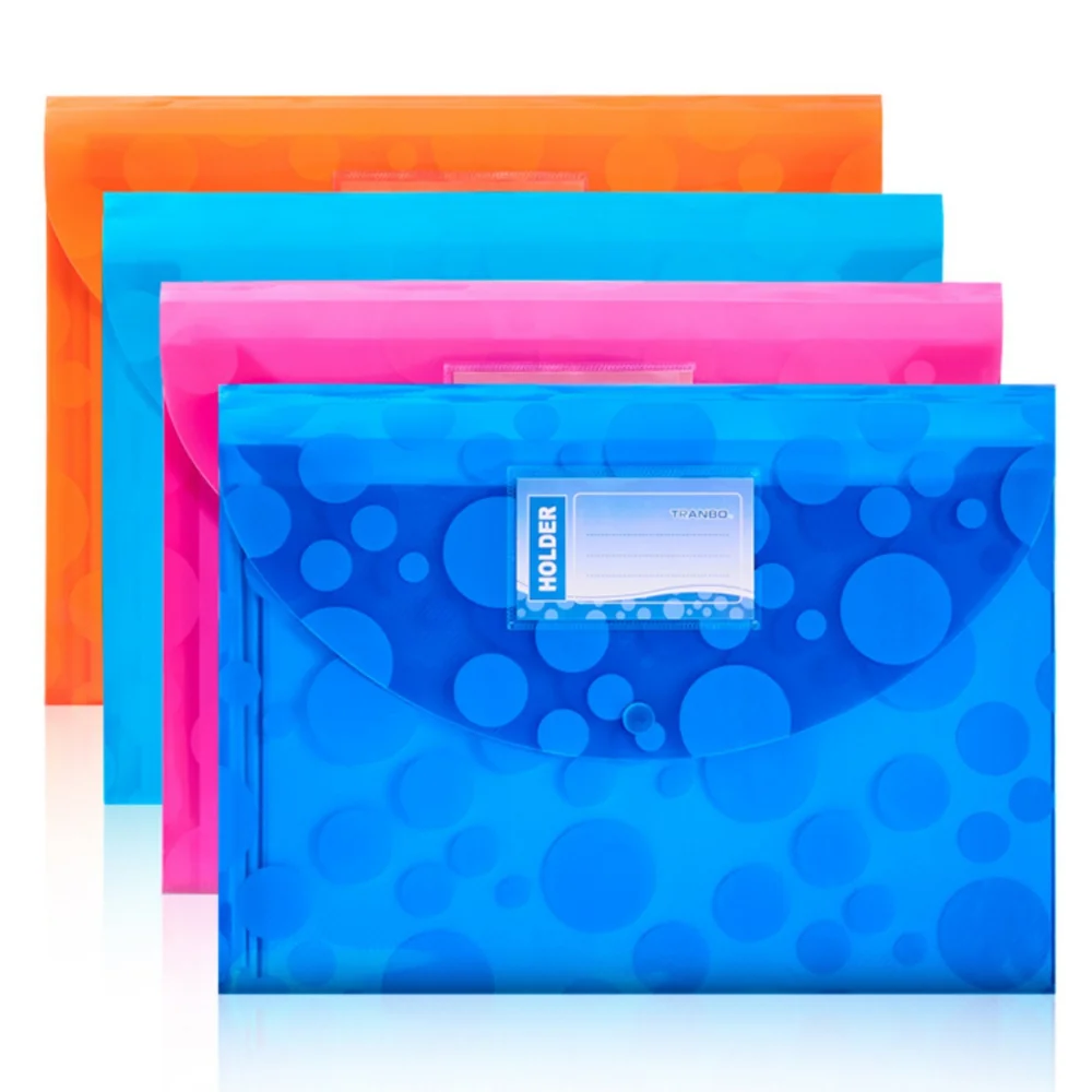 

1pcs A4 Button File Bag Thickened PP Button Plastic Text Paper Large Capacity File Storage Bag School Office Document Bill Bag