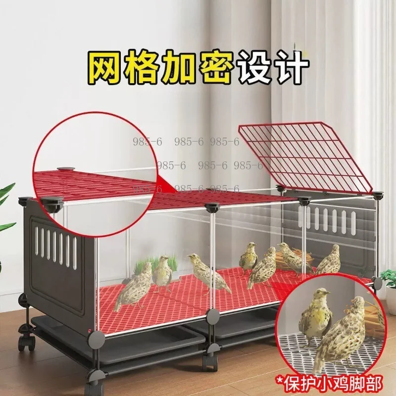 Premium Quail Cage with Pulley Dropping Tray, Indoor Large Coop, Predator-Proof Run & Chick Foot Protection Mesh