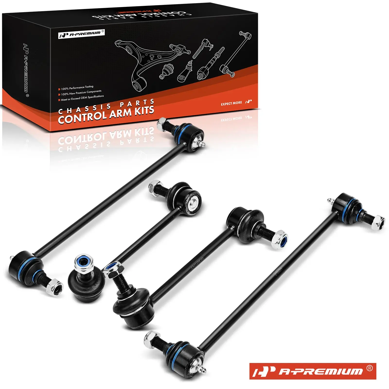 A-Premium 4x Front & Rear Sway Bar Link with Ball Joint for Honda Pilot 2006-2008 Acura MDX 2006