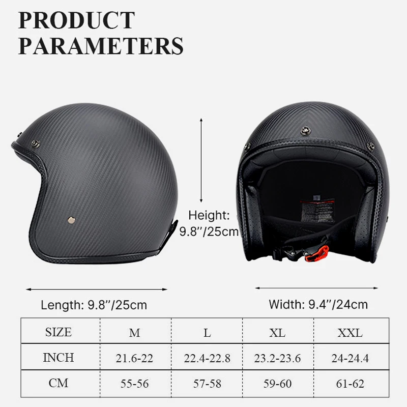 Carbon Fiber Helmet Retro Half Helmet  Pedal Motorcycle Men Women Suitable For All Seasons 3C Safety Certification Helme