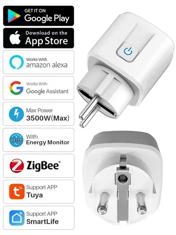 Tuya Smart Plug Zigbee EU 16A/20A Smart Socket Met Power Monitor Timing Voice Control Werkt Whit Alexa Google Home Alice