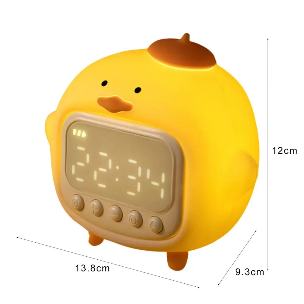 Led Time Display Nachtlampje Schattig Eendje Wakker Volume Instelbare Wekker Kamer Decoratieve Oplaadbare Lamp Kinderen Cadeau