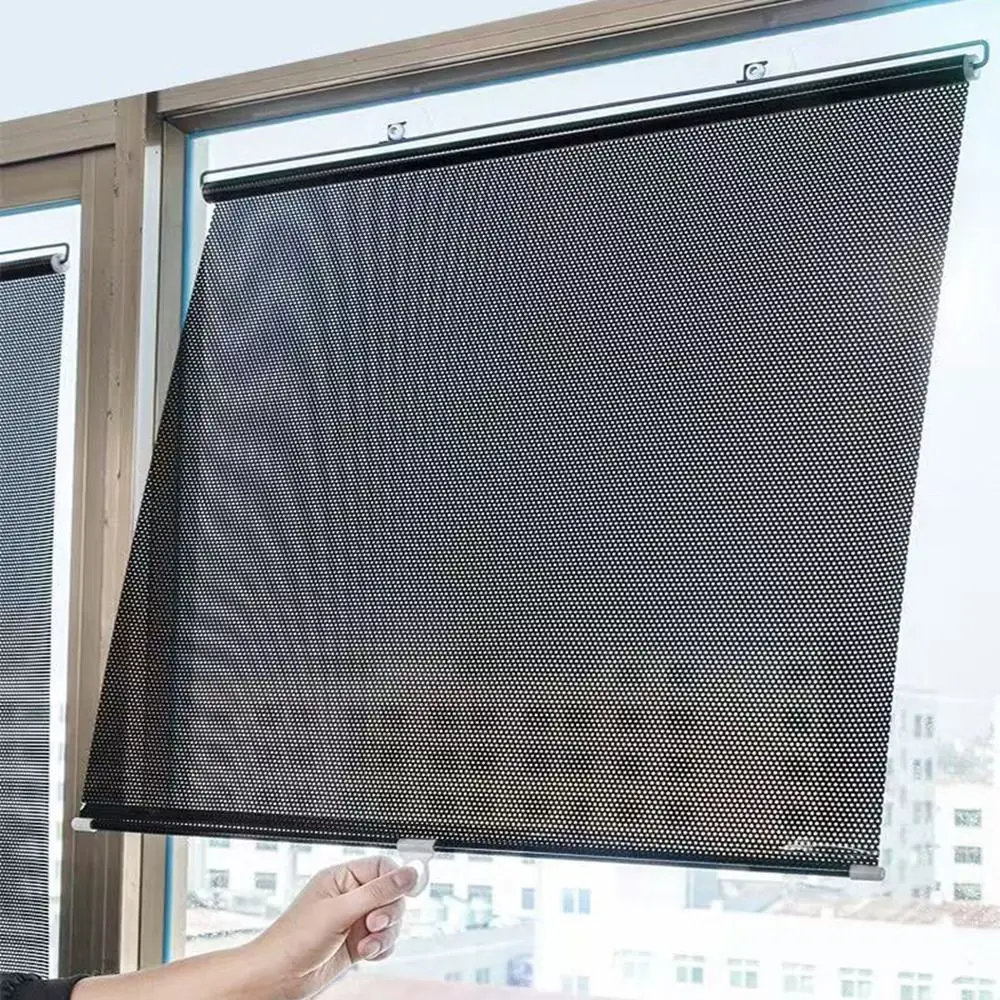 Retractable Car Sunshade Curtain Glare Guard Heat Shield Side Window Block Sun Shade Waterproof with Suction Cup