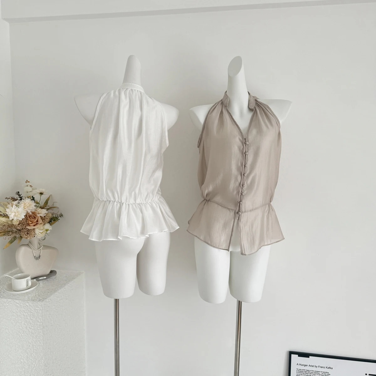 Acetate Lyocell Sleeveless Mid-Sleeve Shirt for Women Sash Seven-Foot Sleeve Woman Open Shirt Shirring V-neck Splicing Button