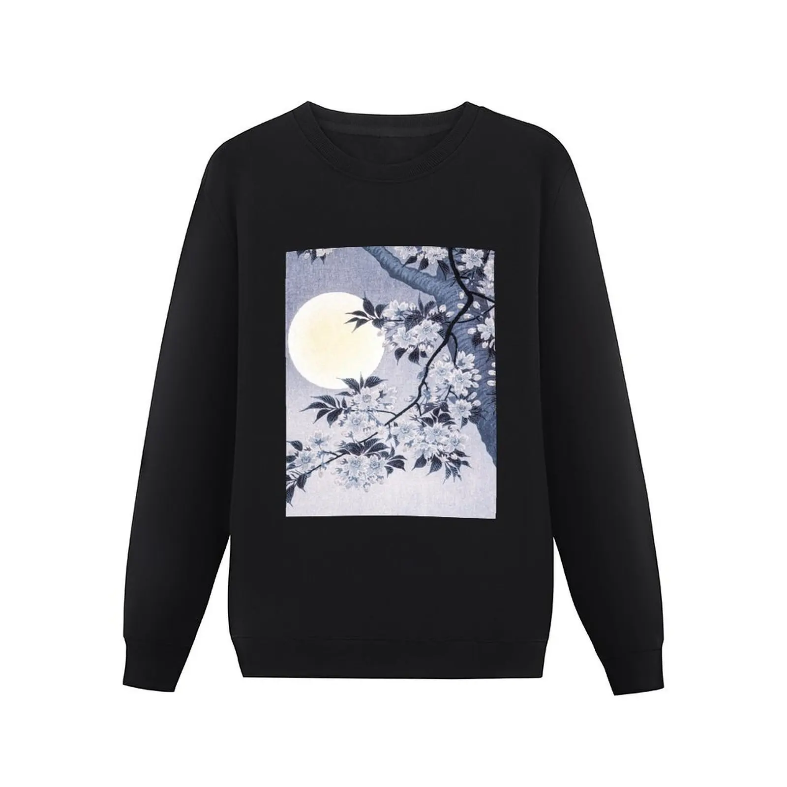 Blossoming Cherry on a Moonlit Night (ca. 1932) by Ohara Koson. art gift for art lovers Pullover Hoodie