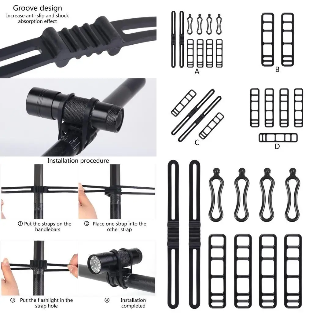 

Y1UC Bicycles Silicones Strap Mount Strap, Elastics Flashlight Fixing Tie Strap