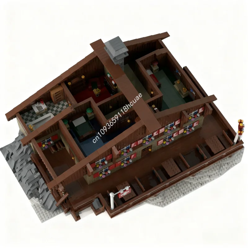 10035 Uds. MOC Ski Lodge bloques de construcción Modular juguetes artesanales creativos arquitectura DIY niños regalos de navidad