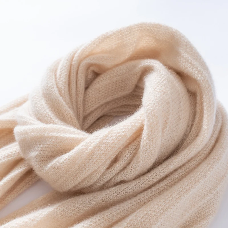 Шарф из 100% кашемира, размер 180*55, для женской осенне-зимней уличной одежды, теплый вязаный кашемировый шарф, шаль