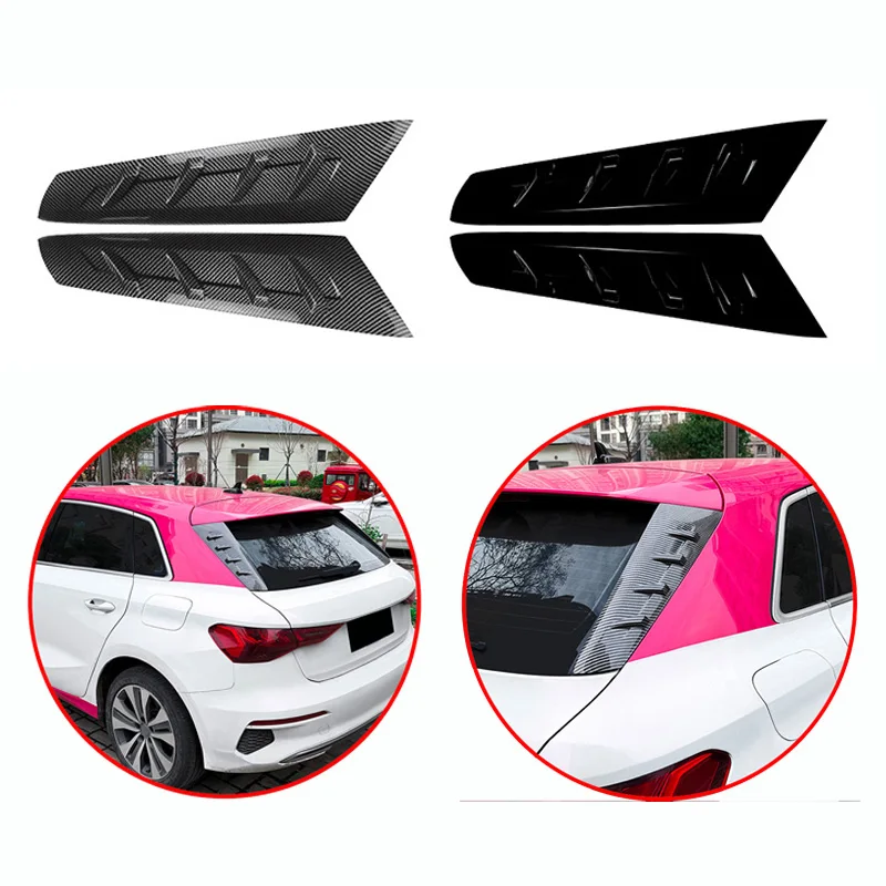 

For Audi A3 S3 8Y Sportback 2021+Car Rear Spoiler Side Wing Trim Cover High Quality ABS Glossy Black Carbon Fiber Look Body Kit