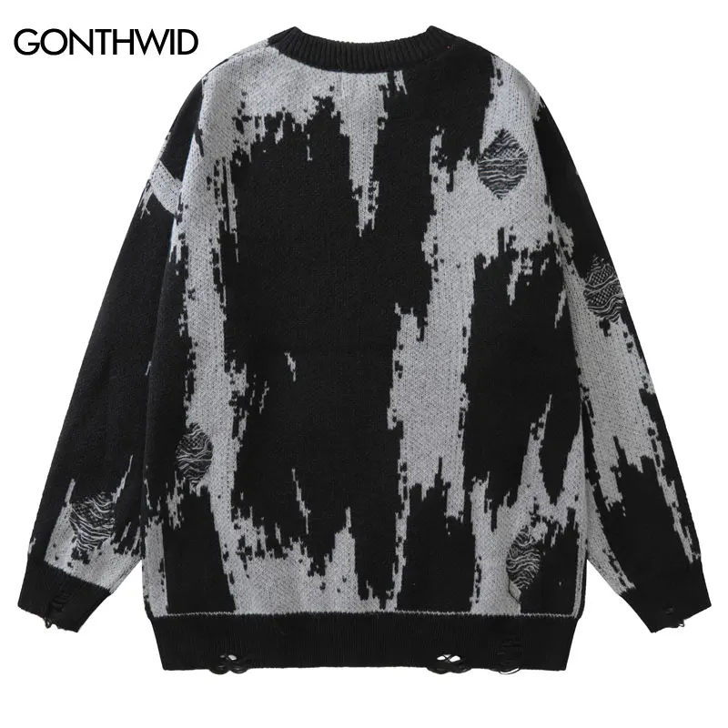 Hip Hip Ripped Sweaters Grunge Y2K Vintage Knitted Punk Gothic Streetwear Jumpers Sweater Men Women Harajuku Fashion Pullover