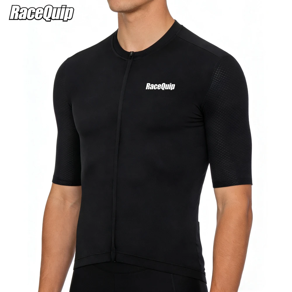 

RACEQUIP Men's Cycling Jersey Classic Black Bicycle Racing Tops Short Sleeve Cyclist Clothes Shirt Maillot Velo Summer Bike Wear