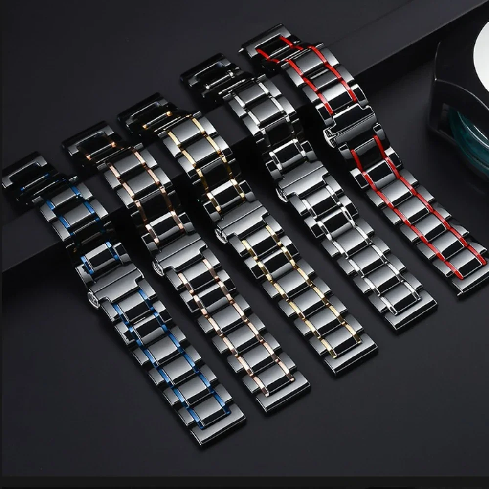 20mm 22mm Ceramic Strap for Samsung Galaxy Watch 3/4/5/6/Classic/7 Stainless steel Wristband for Huawei Watch GT5 Pro/GT5 4 46mm