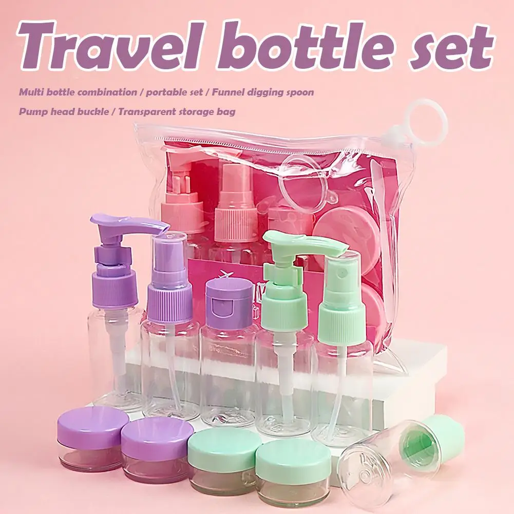 7pcs Travel Cosmetic Dispenser Bottle Set Portable Toiletries and Cosmetics Containers Travel Refillable Dispenser Bottles