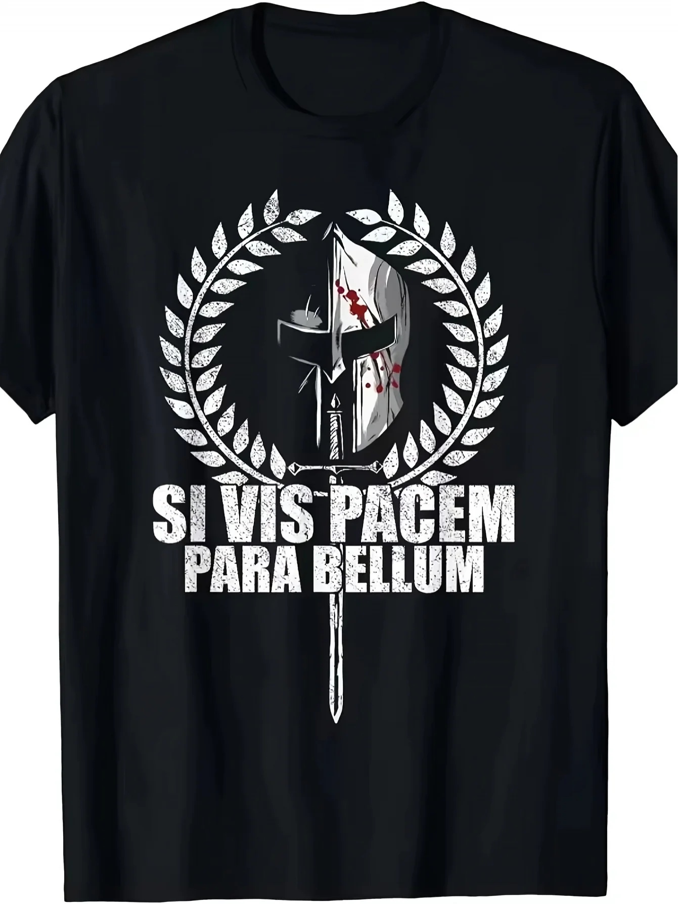If You Want Peace, Prepare for War. Latin Wisdom Motto T-shirt Men's Printed Short Sleeved Shirt Plus Size Men's Clothing
